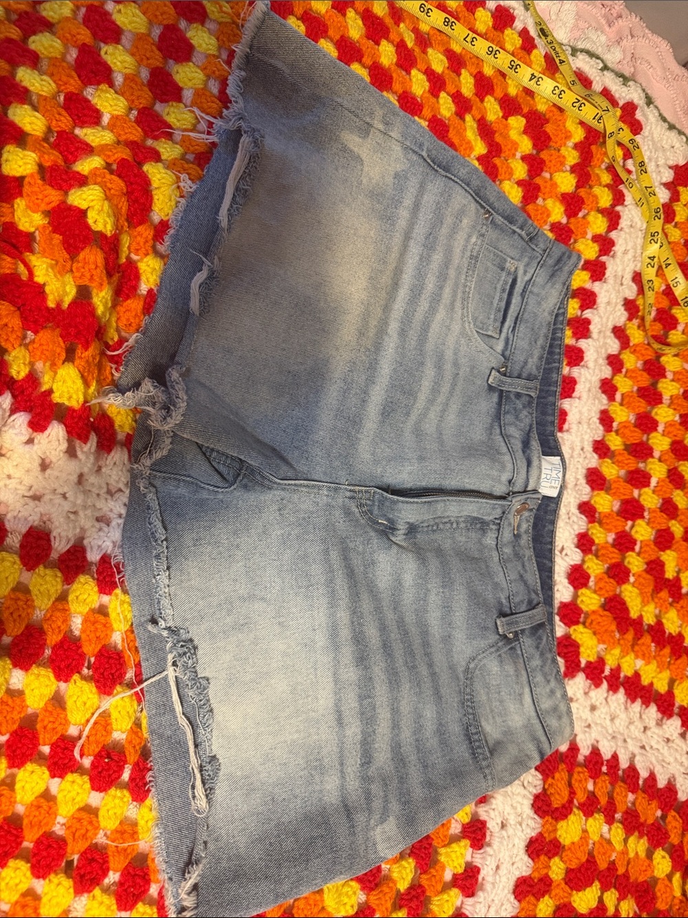 Time and Tru Light Blue Distressed Denim Cutoff Shorts